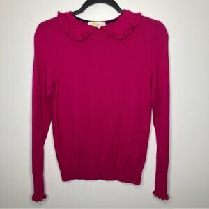 BODEN Collar Ruffle Sweater Hot Pink Wool Blend Long Sleeve 4